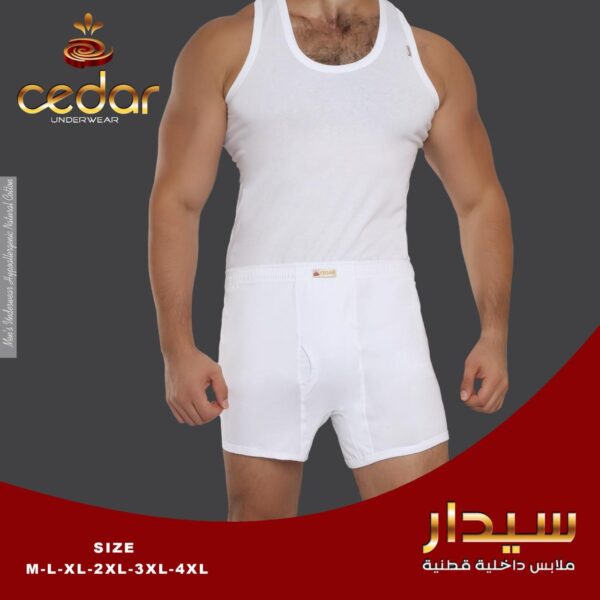 شورت داخلي رجالي قطن 100% – أبيض-سيدار